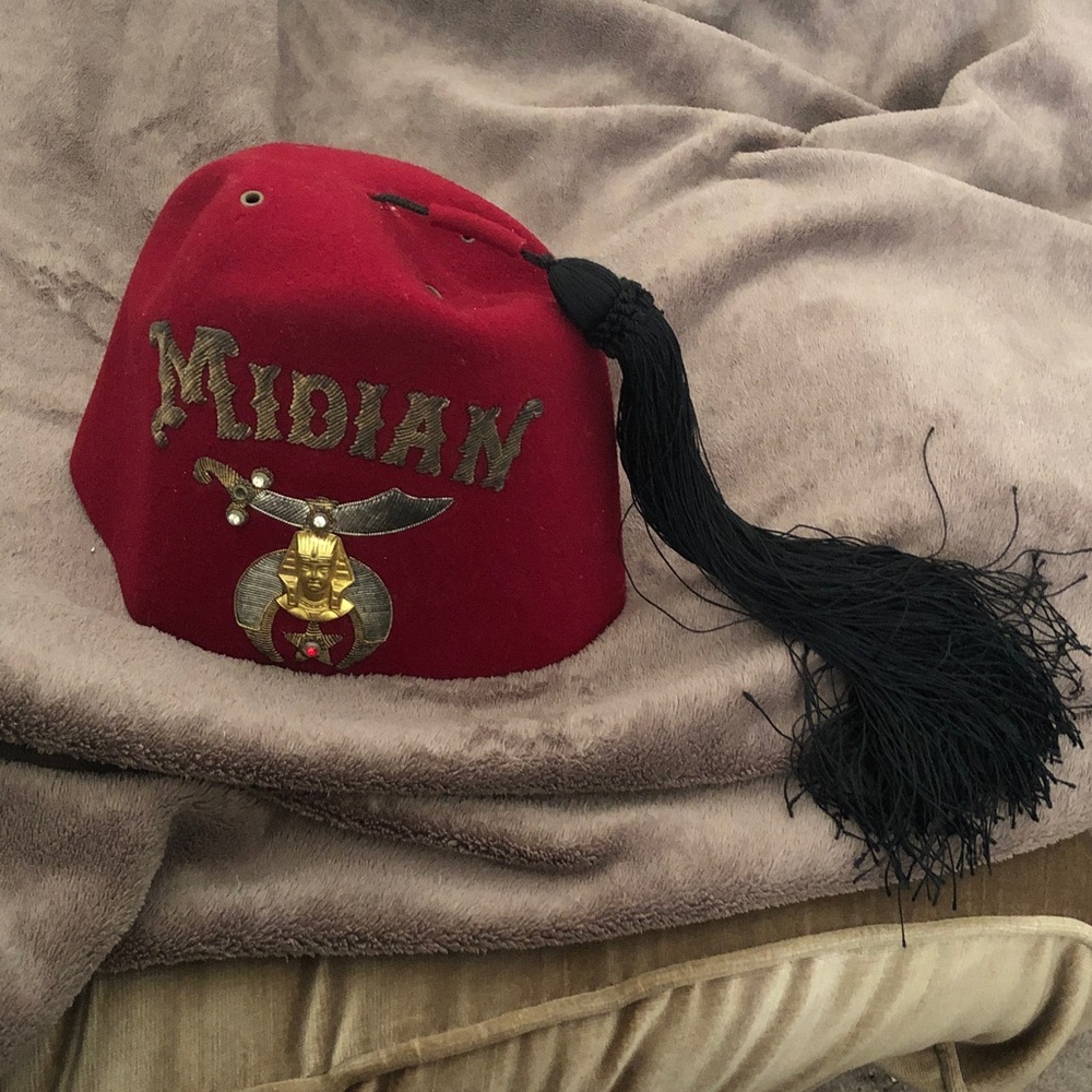 Red Fez Hat with Gold Embroidery- 130A $50 or $35 w/offer